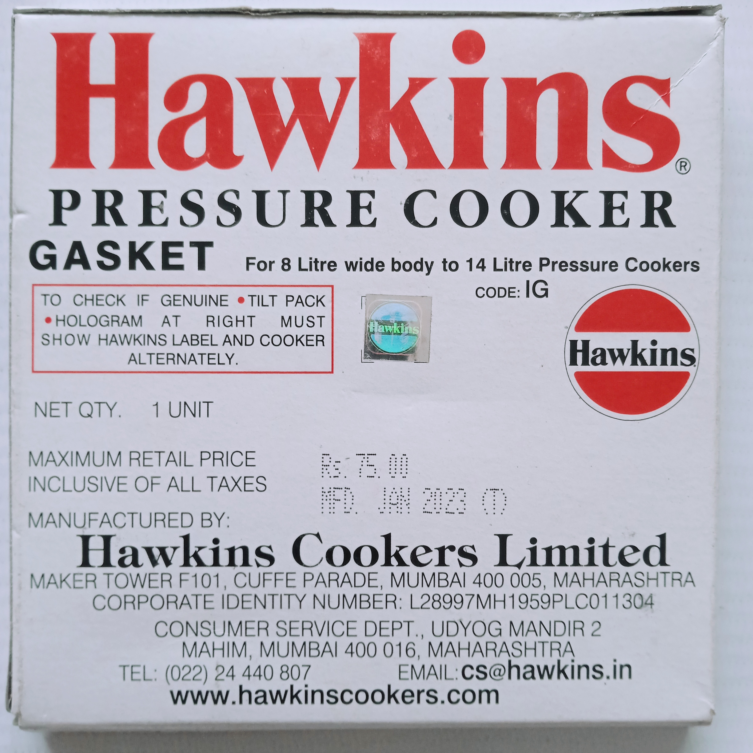 Hawkins Pressure Cooker Gasket for 8-Liter Jumbo/10-Liter/12-Liter/14-Liter, - Image 2