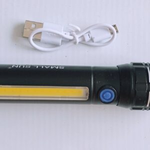 TORCH SMALL SUN(ZY -R982)USB Rechargeable Flashlight, Portable Ultra Brightest Handheld LED Tactical Flashlights with COB Work Light,  Zoomable for Indoor Outdoor Use